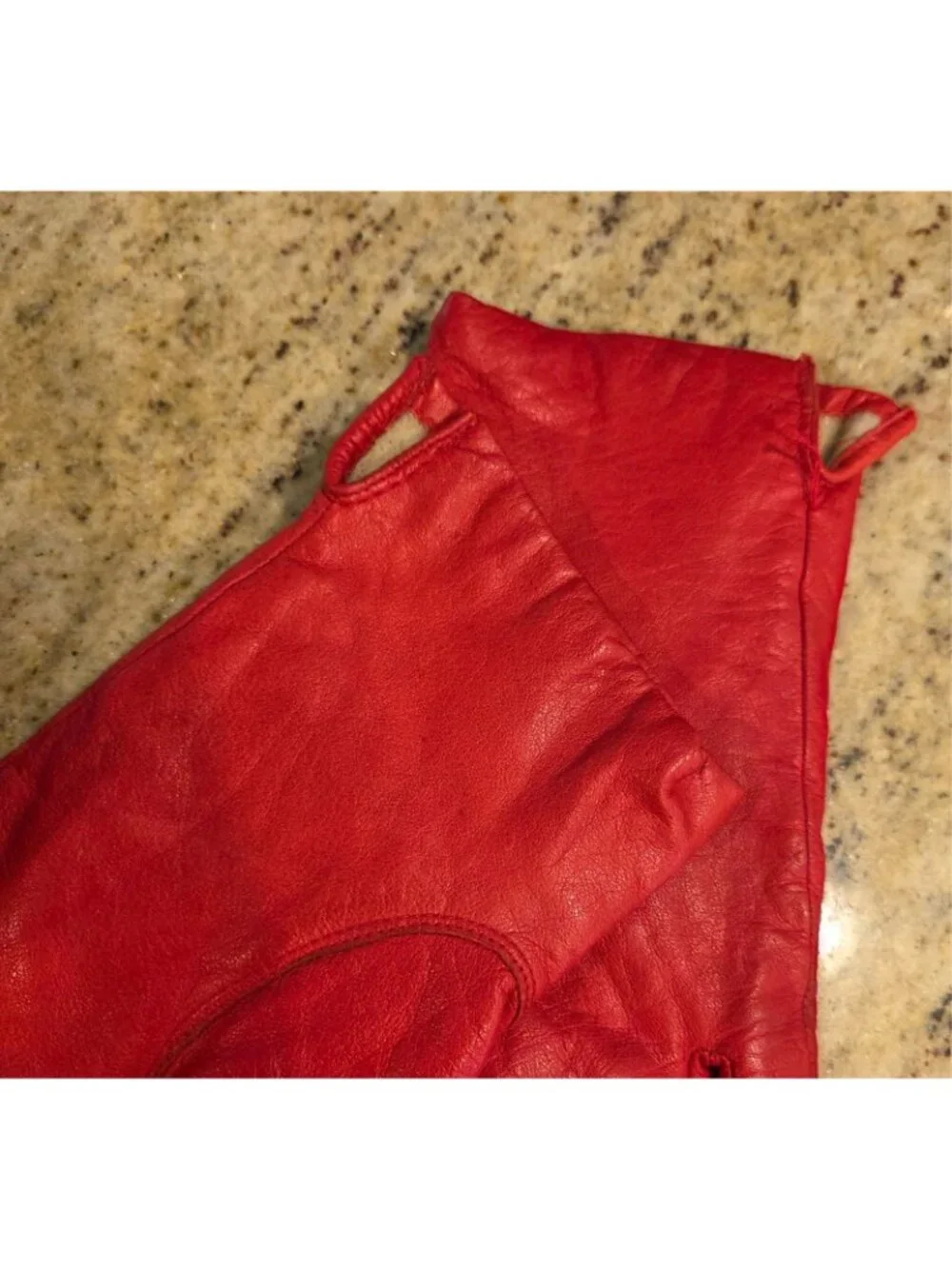 Vintage Womens Size M 7.5 Red Leather Gloves Lined Fownes